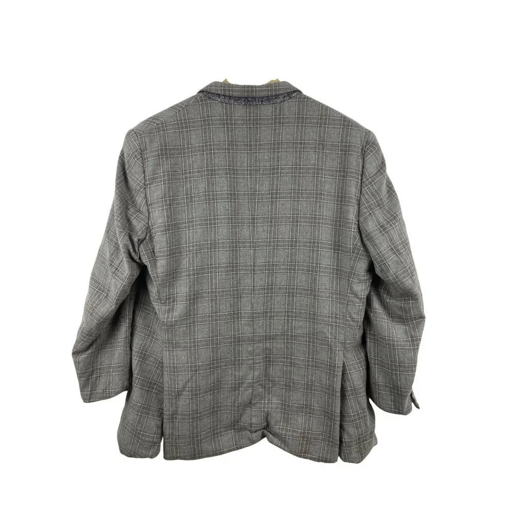 Loro Piana Saks Fifth Mens 44R Cashmere Silk Plaid Neutral Blazer Sport Coat